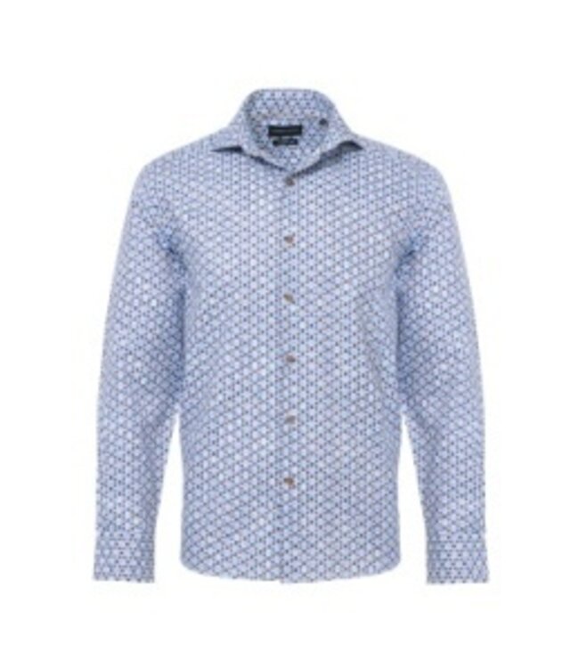 Luchiano Visconti Blue/Rust Multi Print Button Down