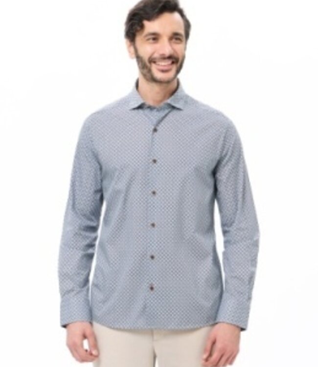 Luchiano Visconti Grey Rhombus Printed Button Down Shirt