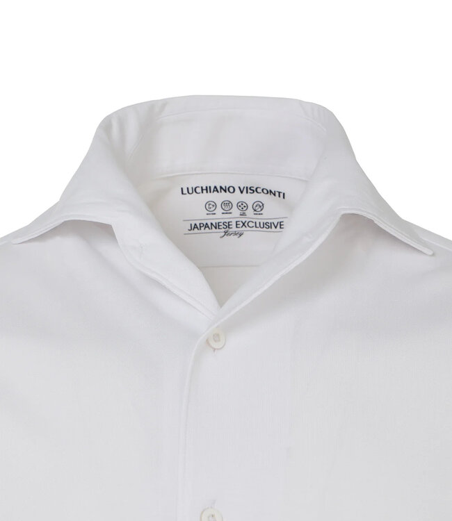 White Stretch Long Sleeve Button Down Shirt