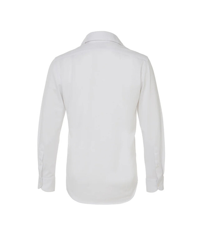 White Stretch Long Sleeve Button Down Shirt