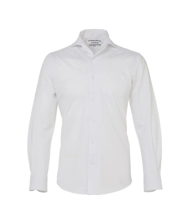 White Stretch Long Sleeve Button Down Shirt