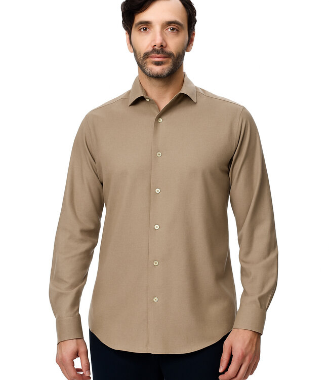 Luchiano Visconti Taupe Knit Long Sleeve Button Down Shirt