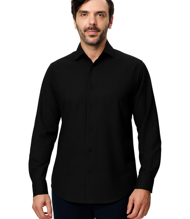 Luchiano Visconti Black Knit Long Sleeve Button Down Shirt
