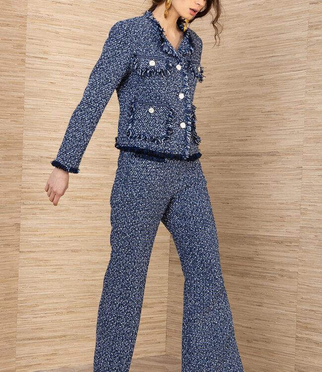 Hale Bob Dalia Blue Boucle Pant