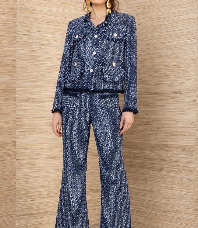 Hale Bob Dalia Blue Boucle Pant
