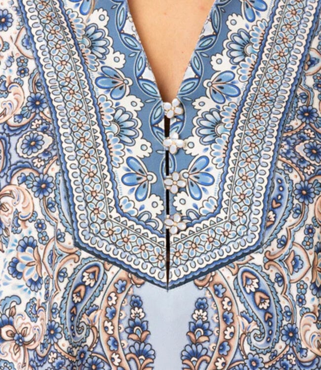 Hale Bob Alianna Blue Printed Blouse