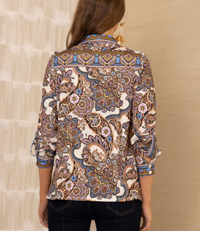 Hale Bob Brynleigh Ivory Printed Collard Blouse