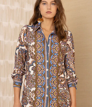 Hale Bob Brynleigh Ivory Printed Collard Blouse