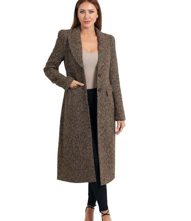 Love Token Brown Tweed Elinor Long Coat