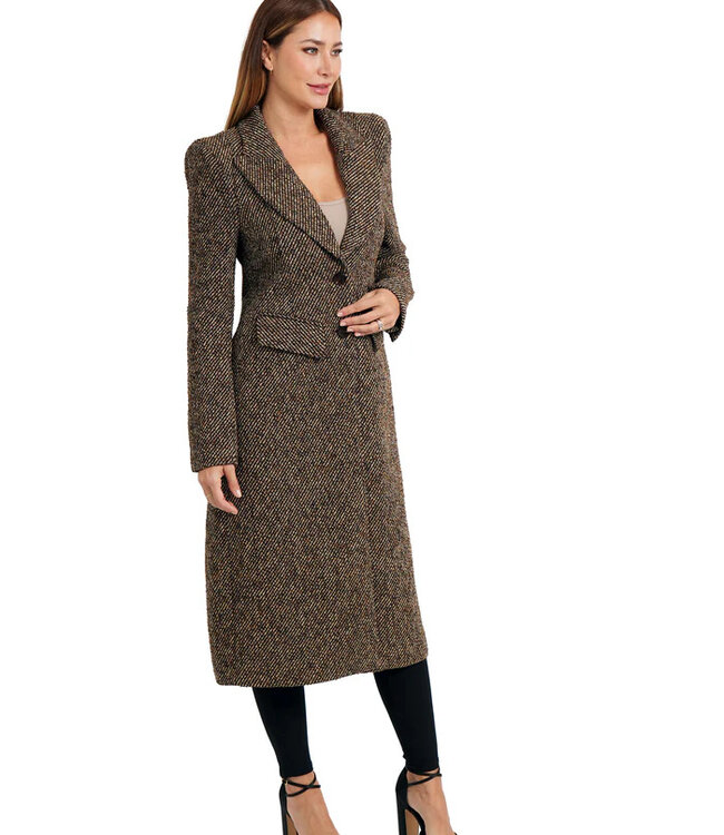Love Token Brown Tweed Elinor Long Coat