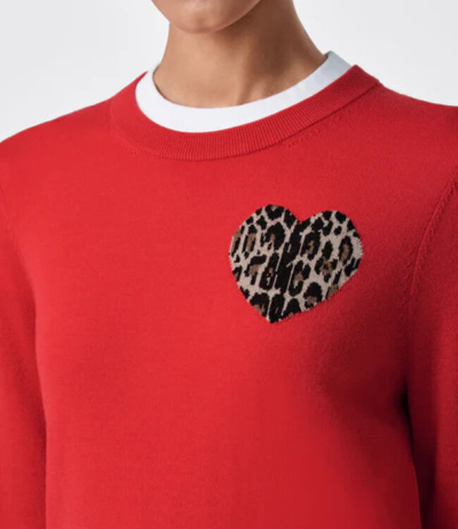 Trina Turk Jaguar Red Sweater w/Cheetah Heart