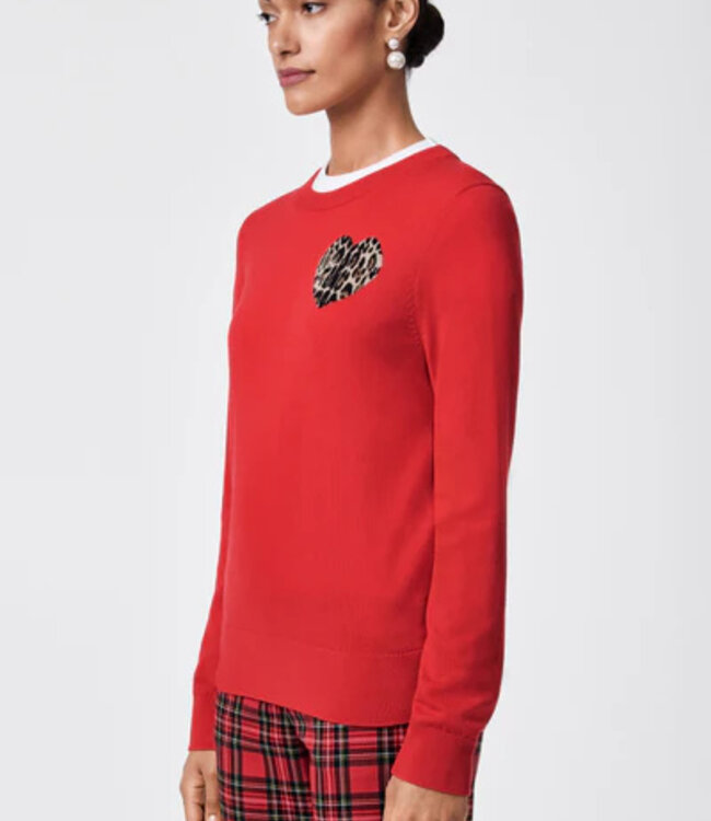 Trina Turk Jaguar Red Sweater w/Cheetah Heart
