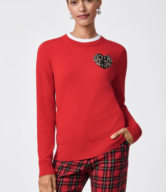 Trina Turk Jaguar Red Sweater w/Cheetah Heart
