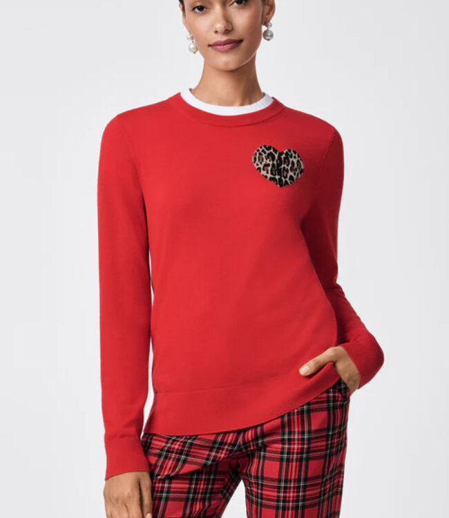 Trina Turk Jaguar Red Sweater w/Cheetah Heart