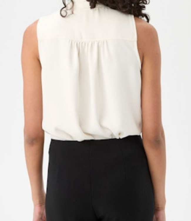 Trina Turk Alora Winter White Sleeveless Bow Top