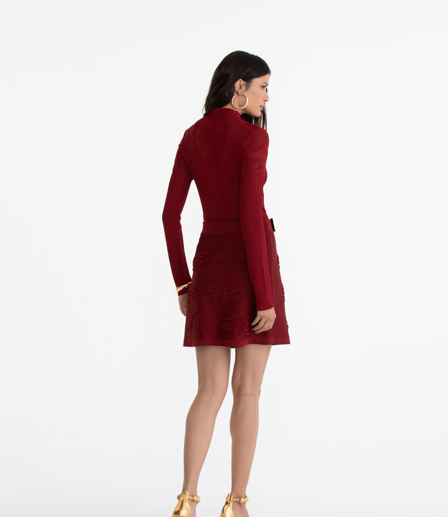 Paola Bernardi Cherry Rose Textured Mock Neck Sweater