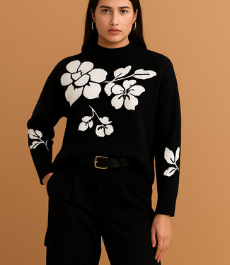 Paola Bernardi Ester Black Floral Sweater