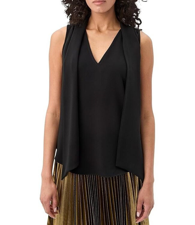 Trina Turk Alora Black Sleeveless Bow Top