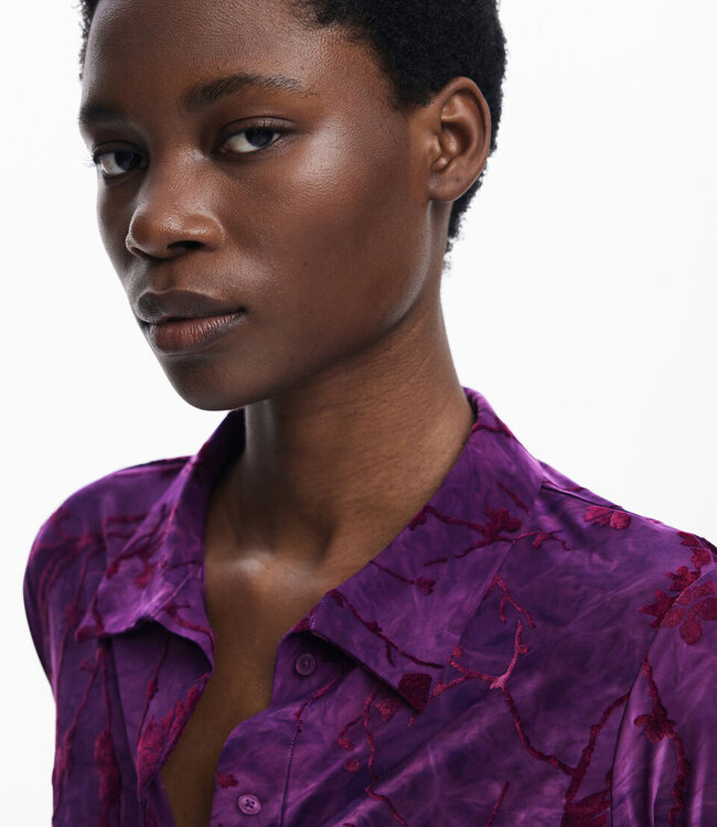 Desigual Purple Knit Velvet Blouse