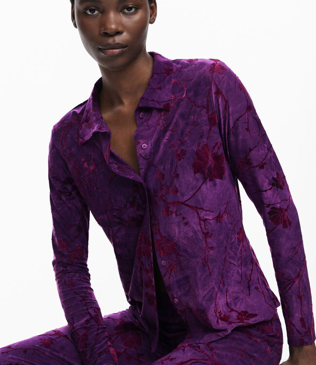 Desigual Purple Knit Velvet Blouse