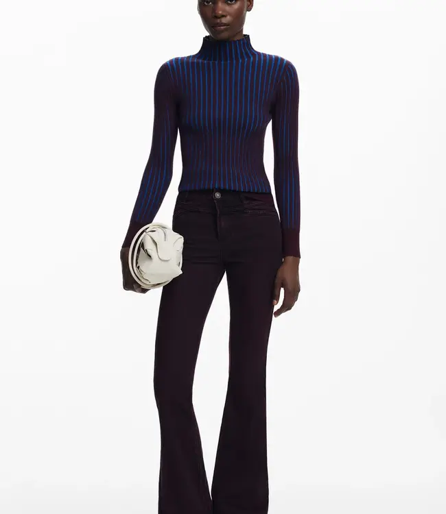 Desigual Plum/Blue Ribbed Sweater