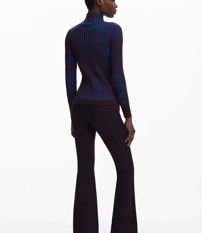 Desigual Plum/Blue Ribbed Sweater