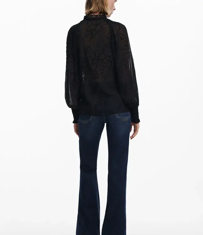 Desigual Sheer Black Burnout Blouse