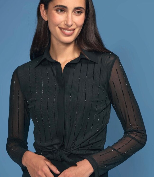 Oolala Black Rhinestone Blouse