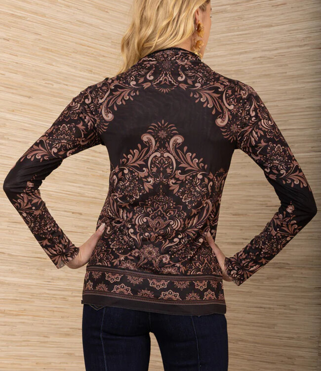 Hale Bob Black Printed Turtleneck