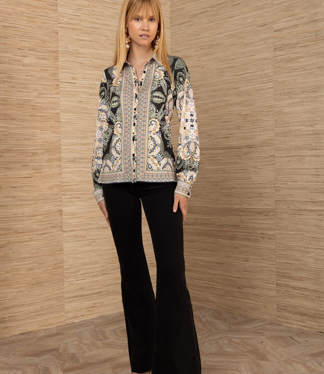 Hale Bob Tatiana Olive Printed Button Down