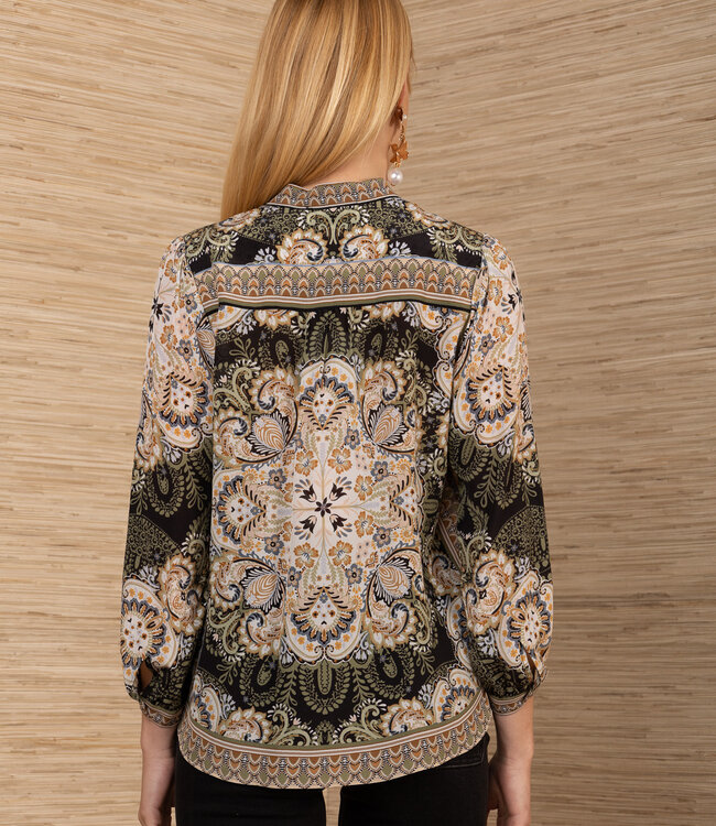 Hale Bob Tatiana Olive Printed Button Down