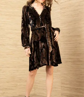 Hale Bob V-Neck Black Burnout L/S Dress