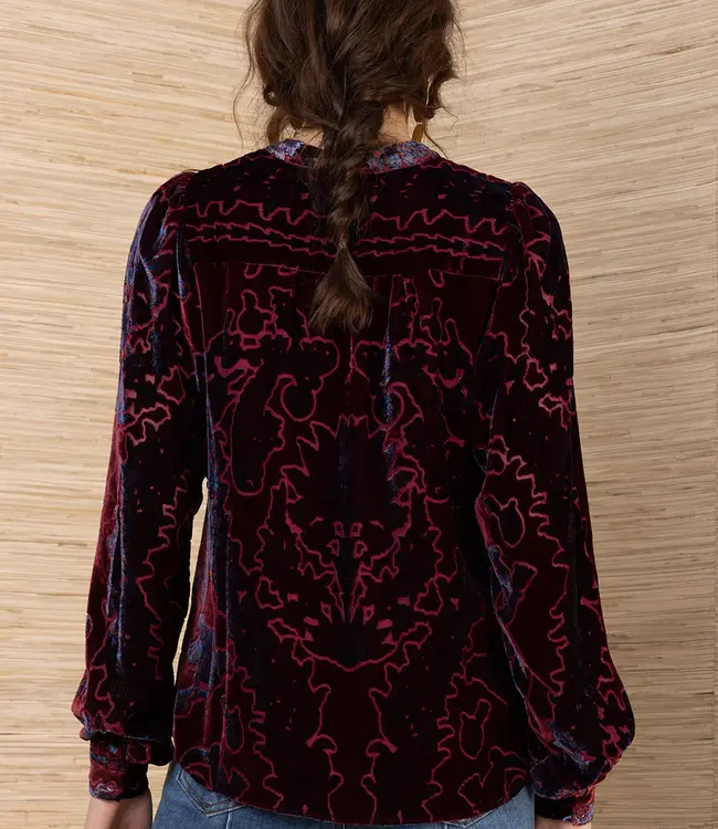 Hale Bob V-Neck Wine Burnout L/S Top