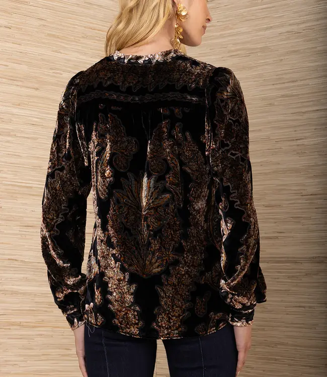 Hale Bob V-neck Black Burnout L/S Top