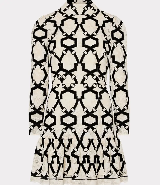 Milly Velvet Flock Lace L/S Dress Sz 2