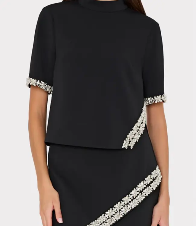 Milly Rayna Crystal Trim s/s Blouse Sz S