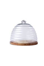 BIDK Mango Wood and Glass Round Hive Food Dome