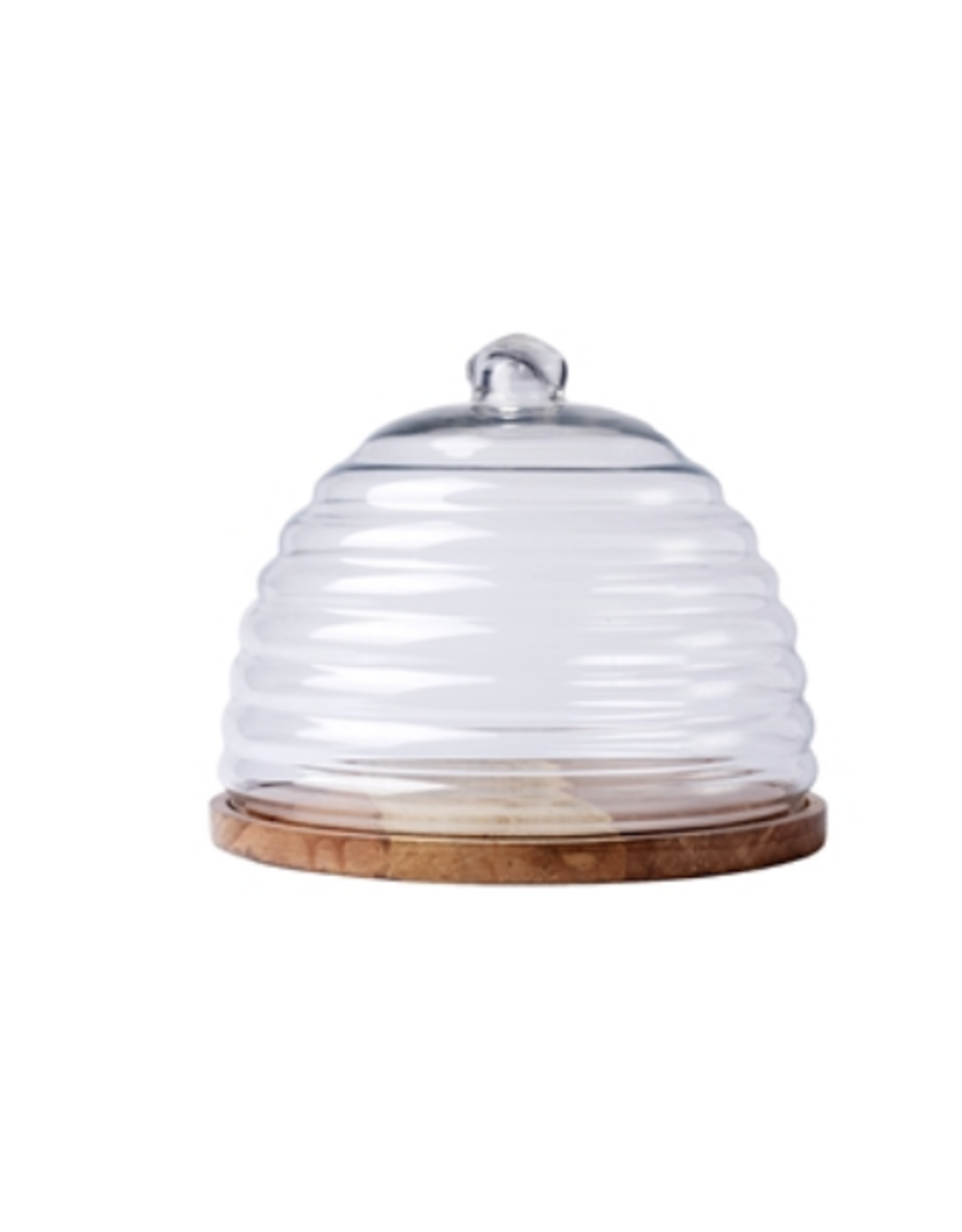 BIDK Mango Wood and Glass Round Hive Food Dome