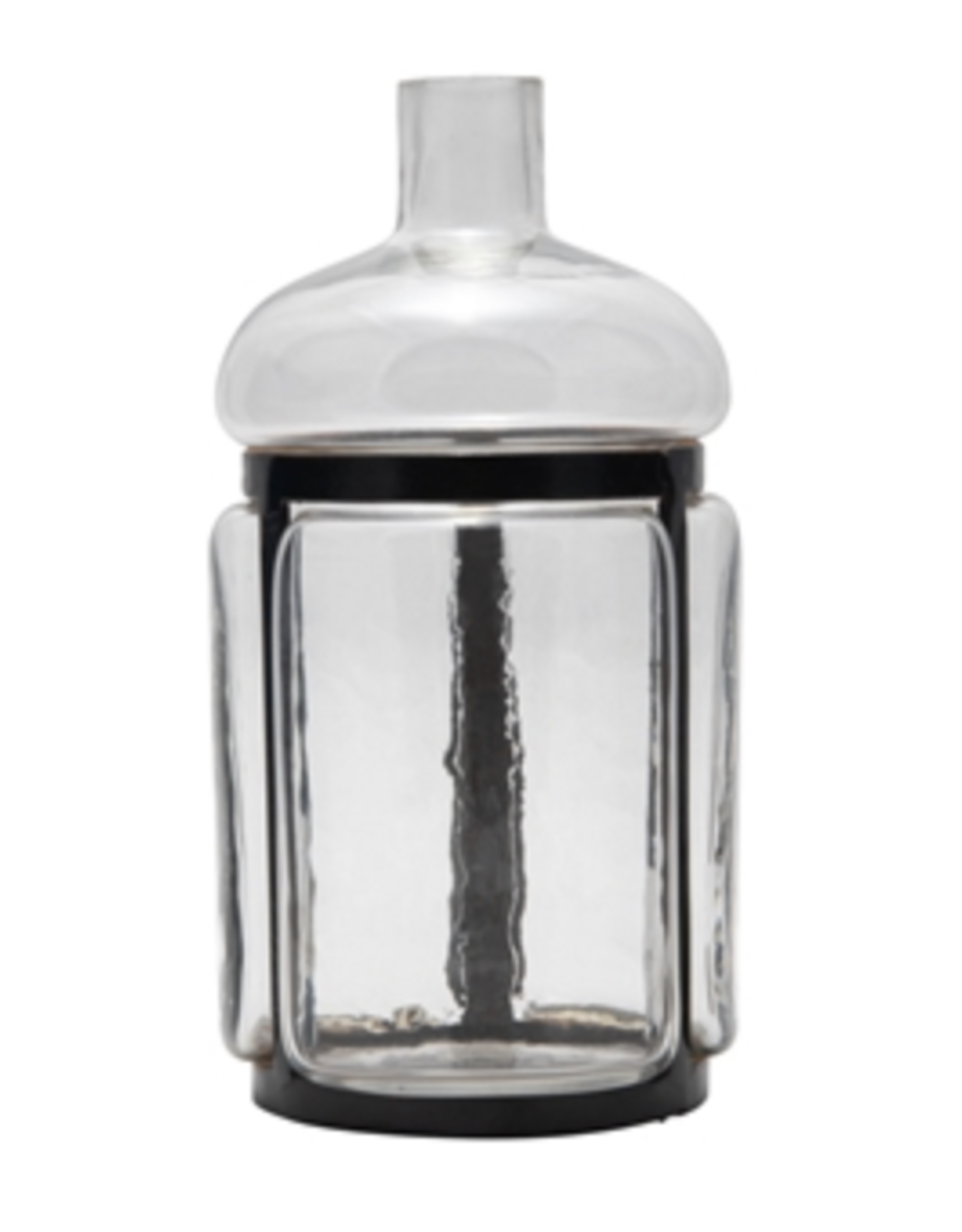 BIDK Small Glass & Iron Bottleneck Vase