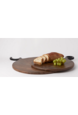 BIDK Acacia Wood Round Cutting Board 17.7 Dark Brown