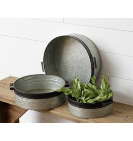 Audrey's Galvanized Metal Trays with Black Accents Large