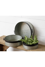 audreys Galvanized Metal Trays with Black Accents Small