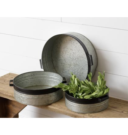 audreys Galvanized Metal Trays with Black Accents Small