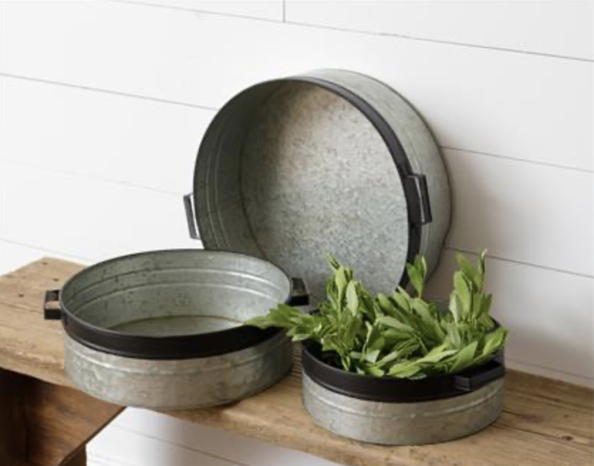 Galvanized Metal Trays with Black Accents Small The Good Tree