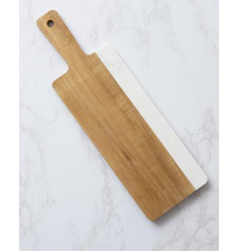 Audrey's White Marble & Acacia Serving Board with Handle