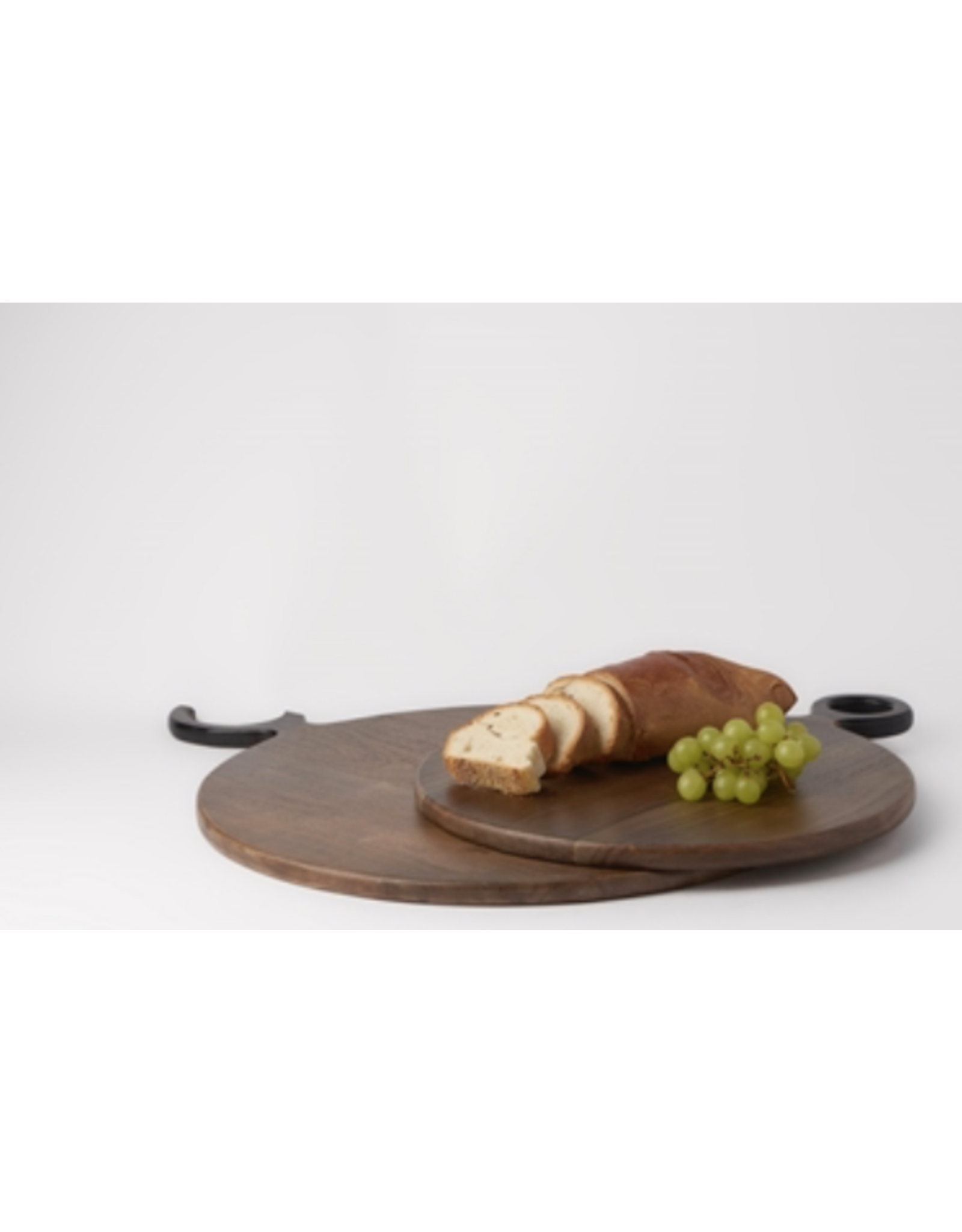 BIDK Acacia Wood Round Cutting Board 13.8 Dark Brown