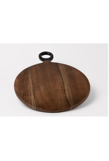 BIDK Acacia Wood Round Cutting Board 13.8 Dark Brown