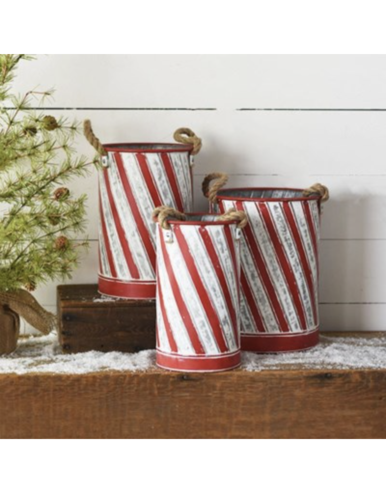 PD Home & Garden Holiday Striped Tin Large