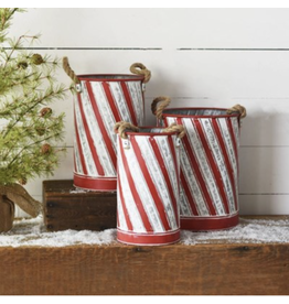 PD Home & Garden Holiday Striped Tin Large