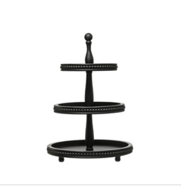 Creative Co-Op Black Wood 3-Tier Tray